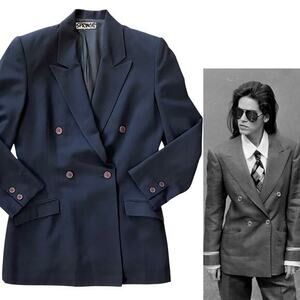RARE Stephen Sprouse Archival Navy Blue Double-Breasted Vintage Blazer Jacket